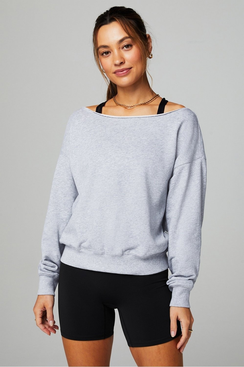 Fabletics Year Round Terry Off Shoulder Sweatshirt