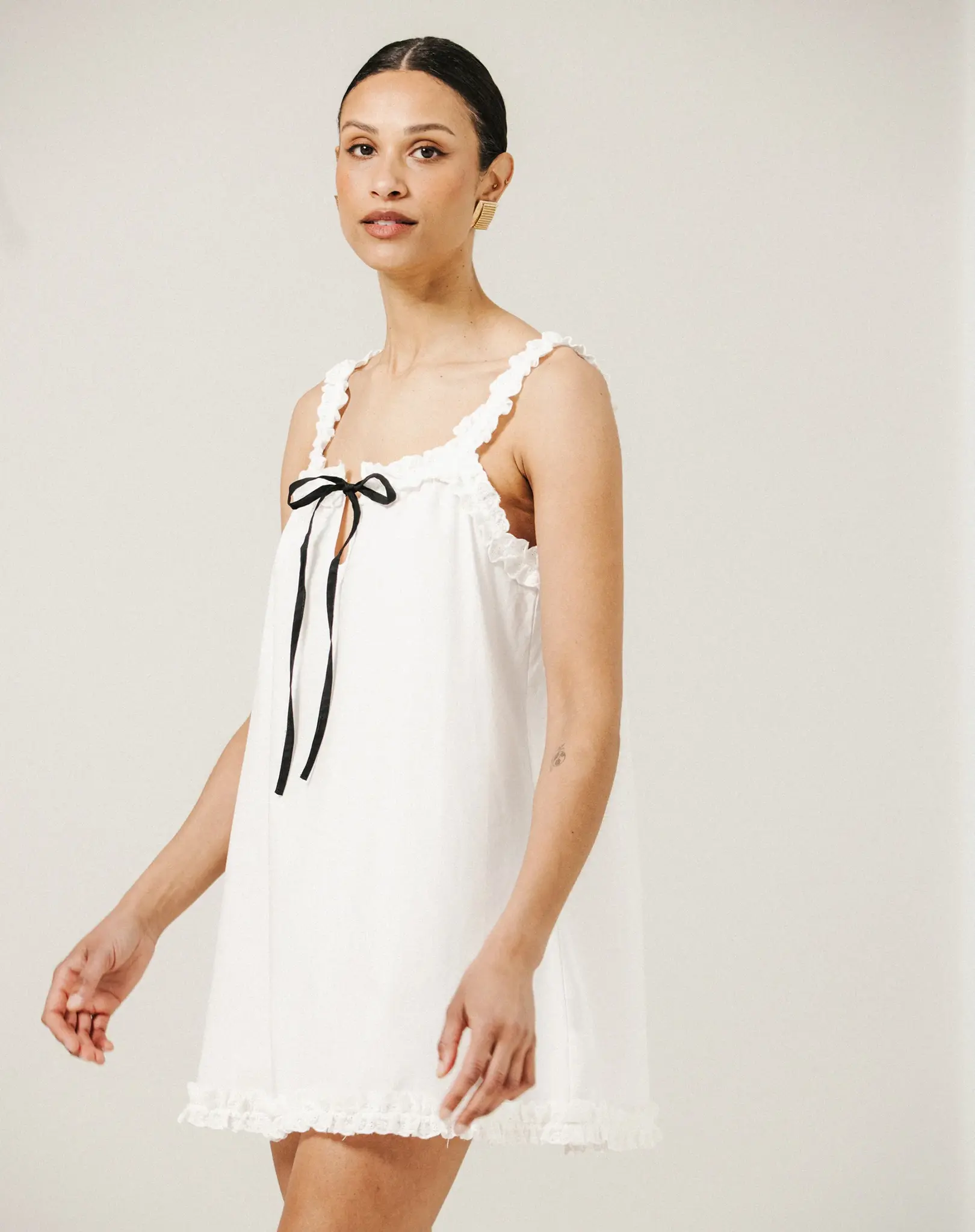 Brunette The Label Babydoll Ruffle Dress