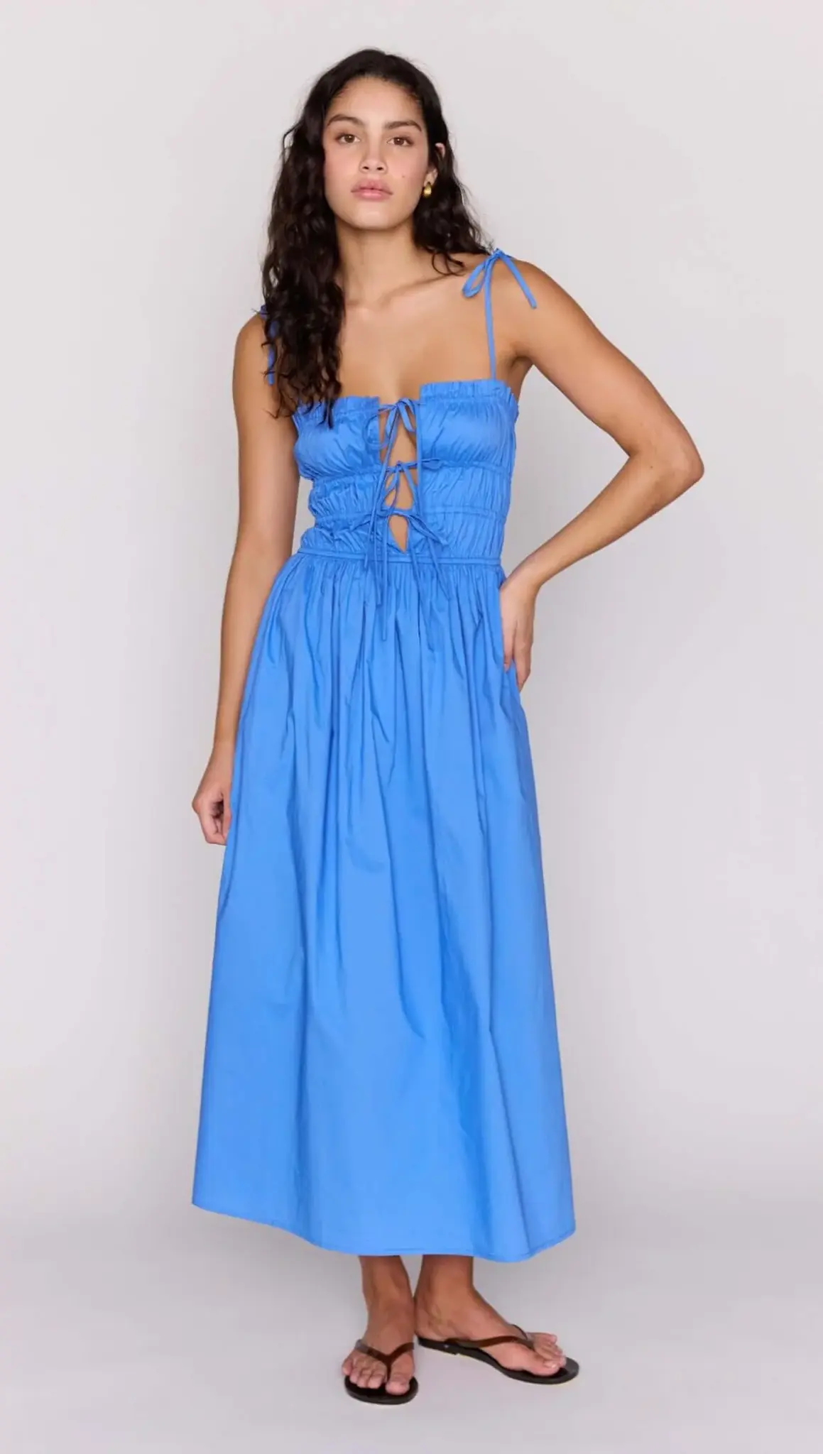 MinkPink Liana Tie Detail Midi Dress