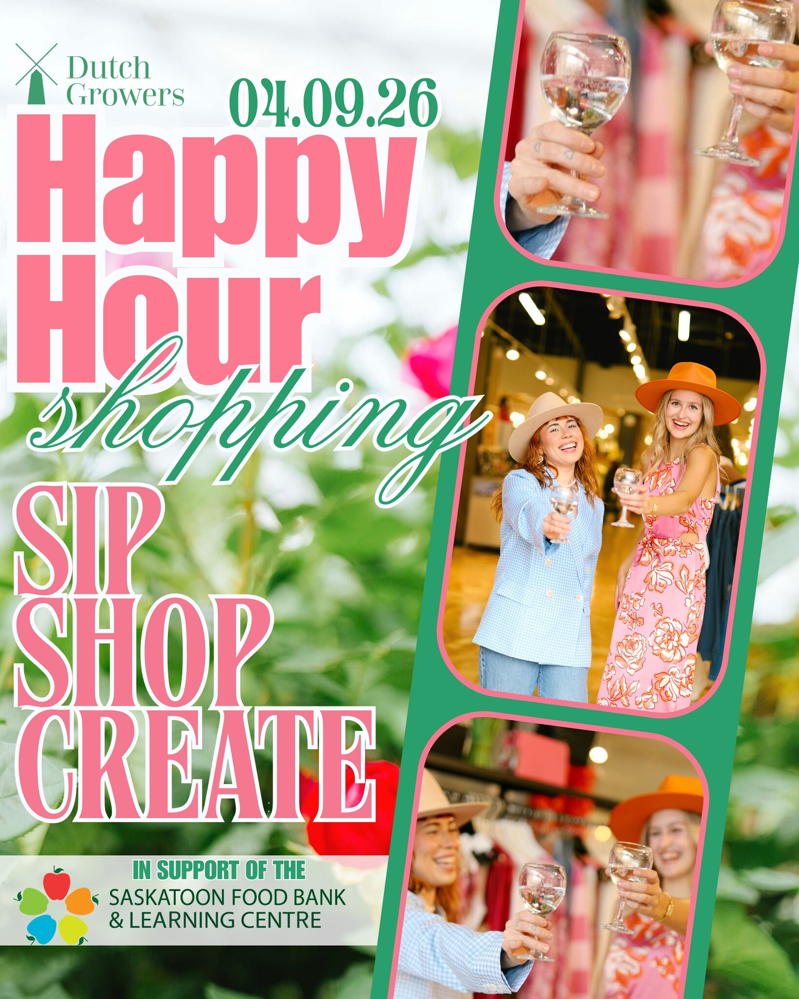 Happy Hour Shopping Event (In Support of the YXE Food Bank) April 9th 5pm-8pm