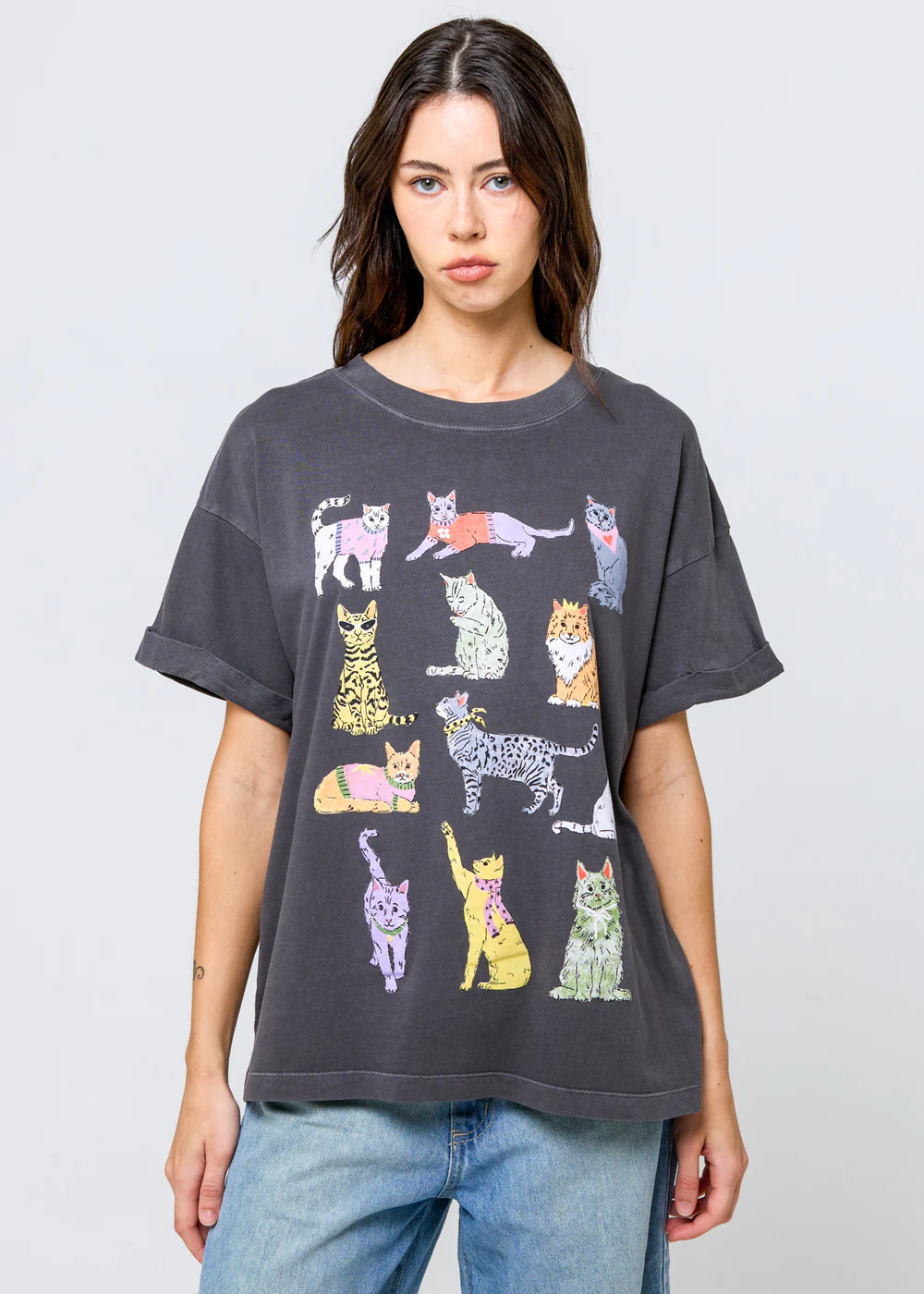 Girl Dangerous Cats Boyfriend Tee