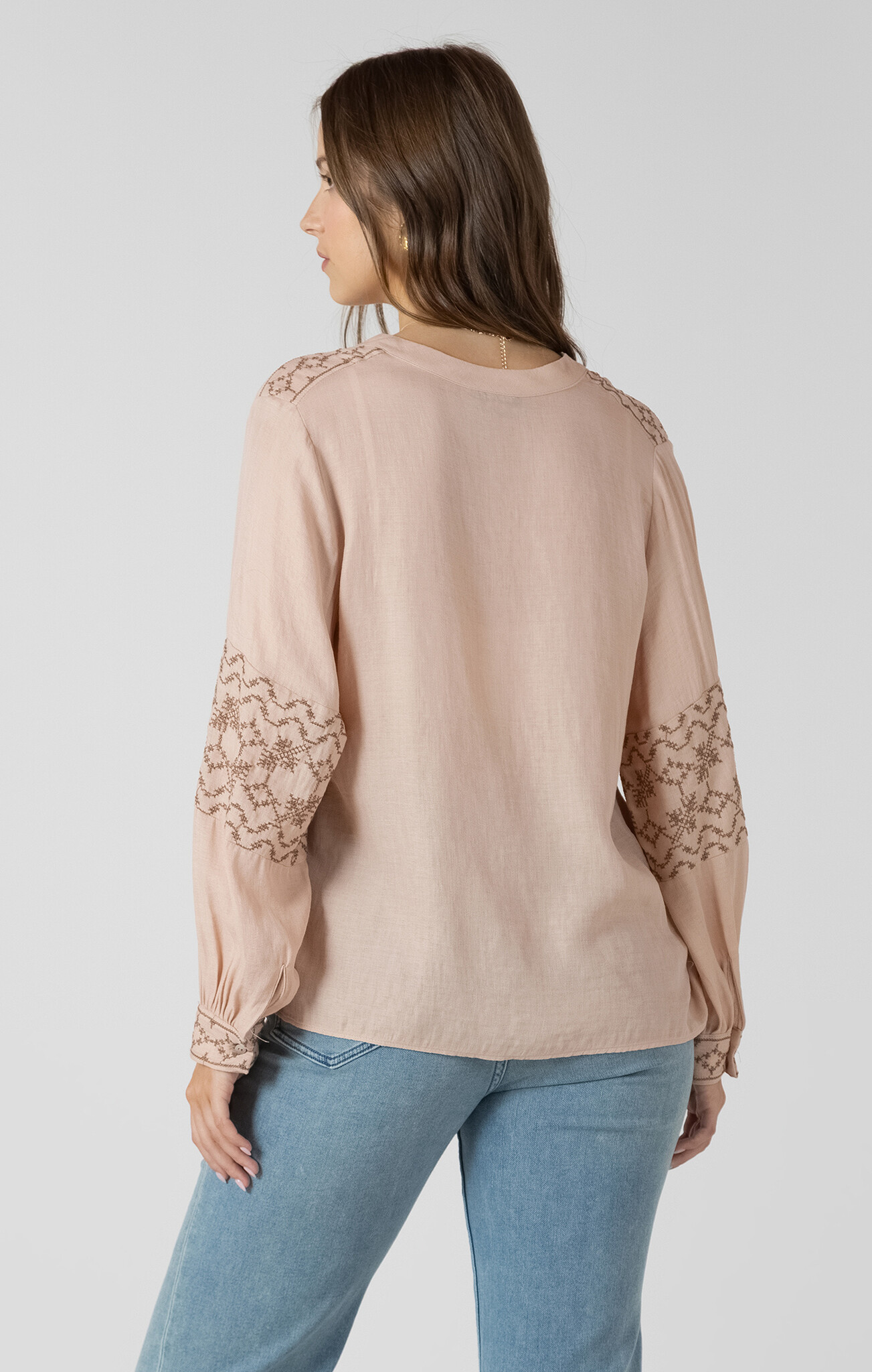 Dex Embroidered Button Front Blouse