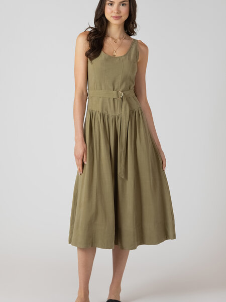 Dex Belted Drop Waist Midi Dress