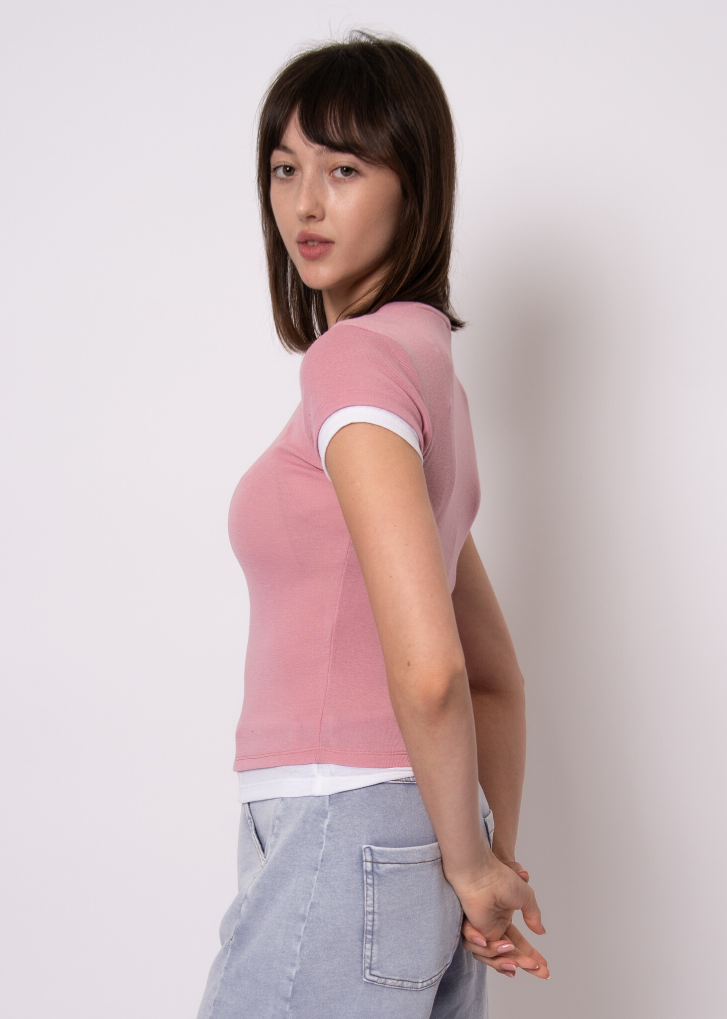 RD Style Larisa Faux Double Layer Crewneck