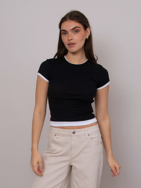 RD Style Larisa Faux Double Layer Crewneck