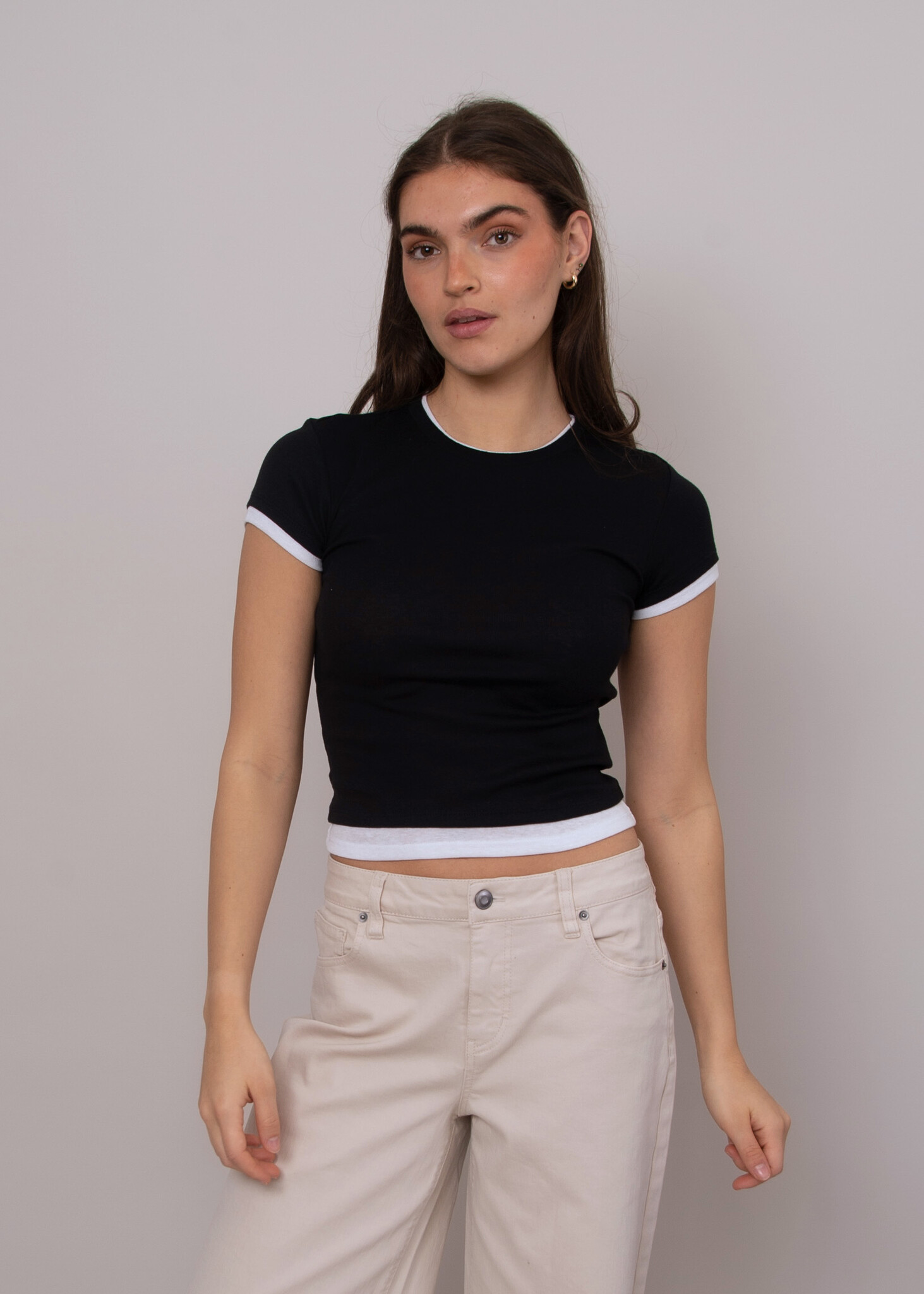 RD Style Larisa Faux Double Layer Crewneck