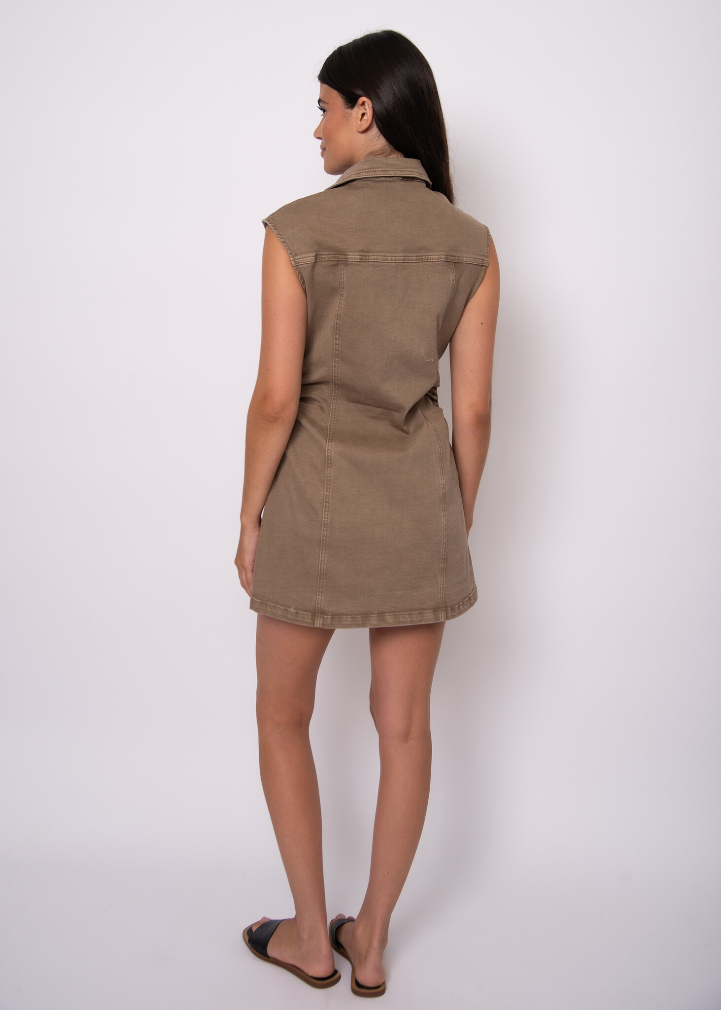 RD Style Jess Stretch Twill Button-up Mini Dress