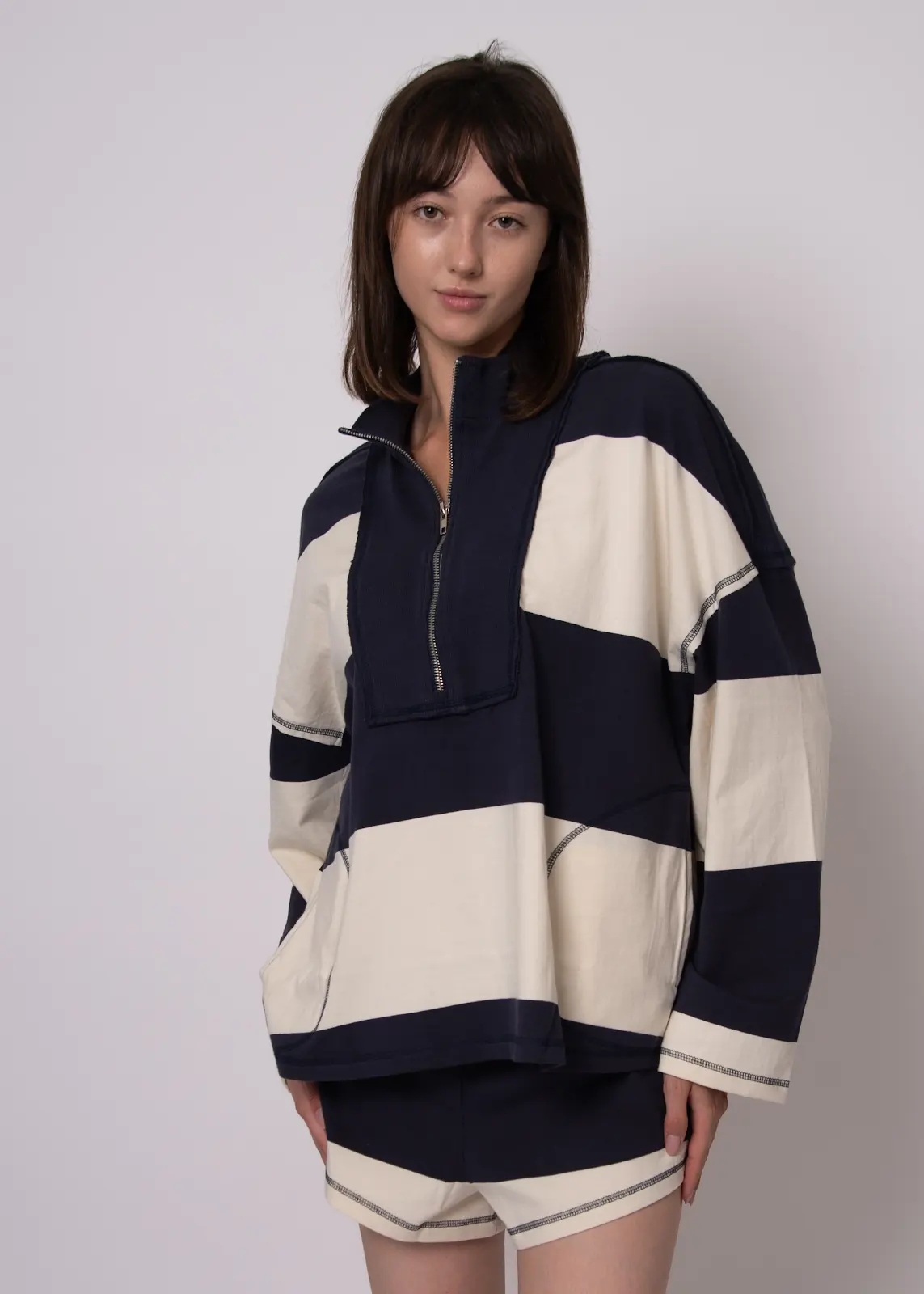 RD Style Camille Stripe Half Zip