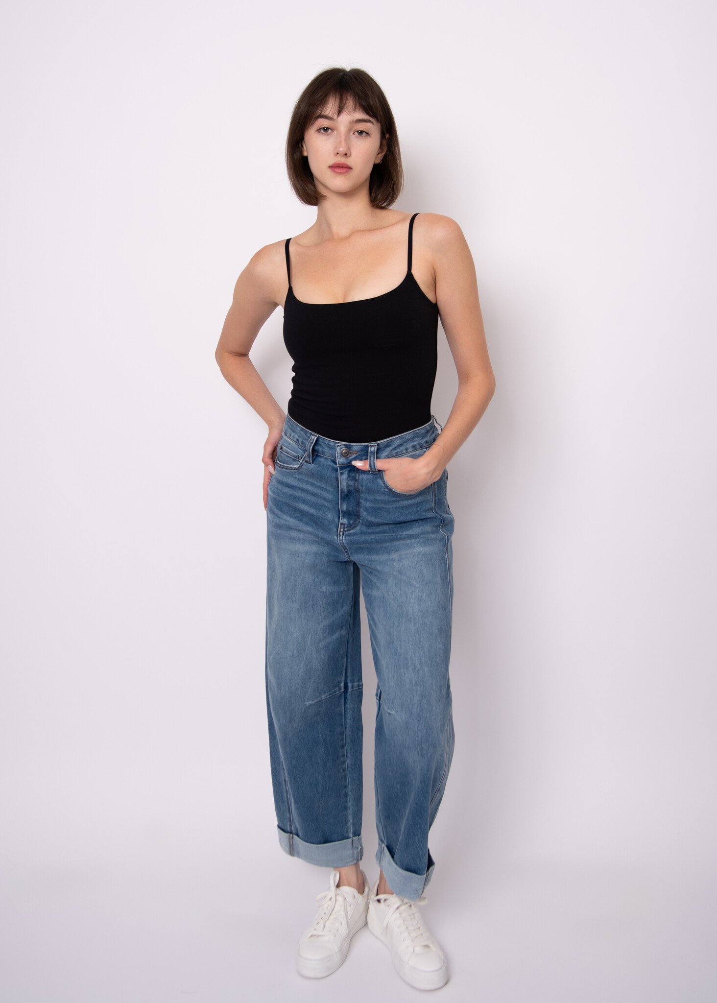 RD Style Rila Cotton Strap Tank with Removable Cups