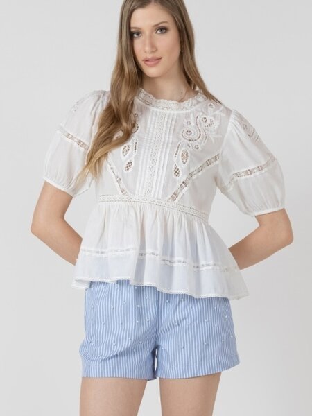 Dex Short Sleeve A-Line Blouse