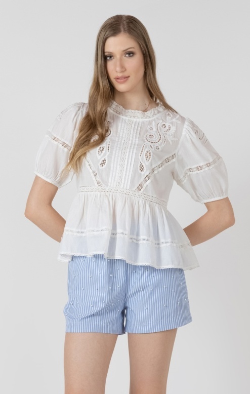 Dex Short Sleeve A-Line Blouse