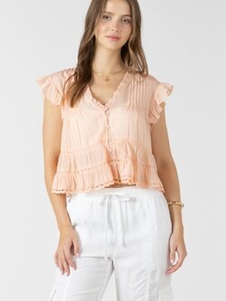 Dex Lace Trim Soft Peplum Blouse