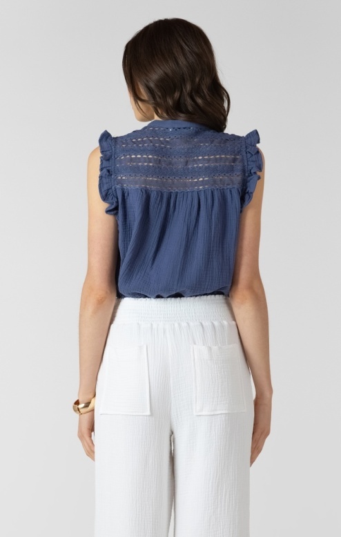 Dex Lace Insert Button Front Blouse