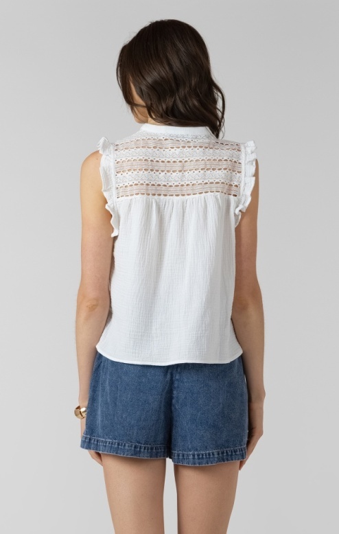 Dex Lace Insert Button Front Blouse