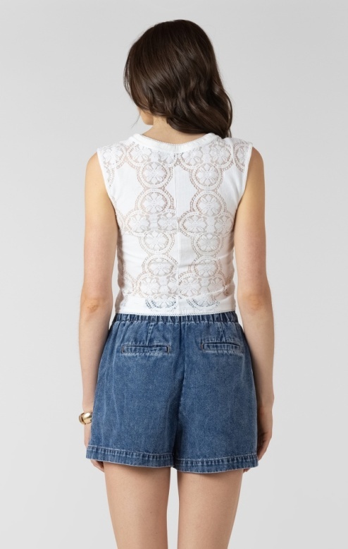 Dex Lace Cutout Button Front Tank