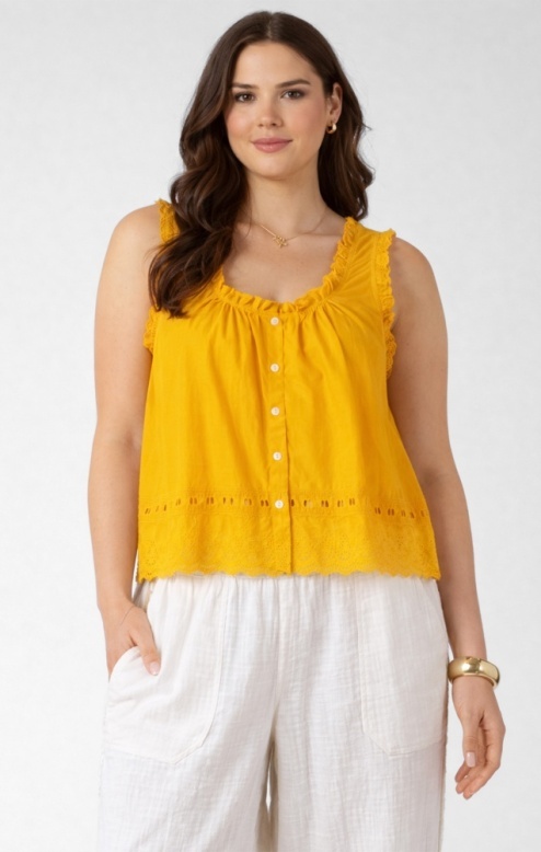 Dex Embroidered Lace Trim Tank