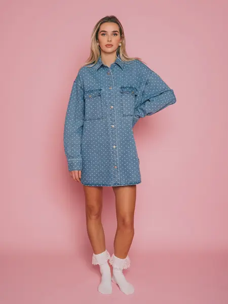 Brunette The Label Shania Printed Denim Jacket