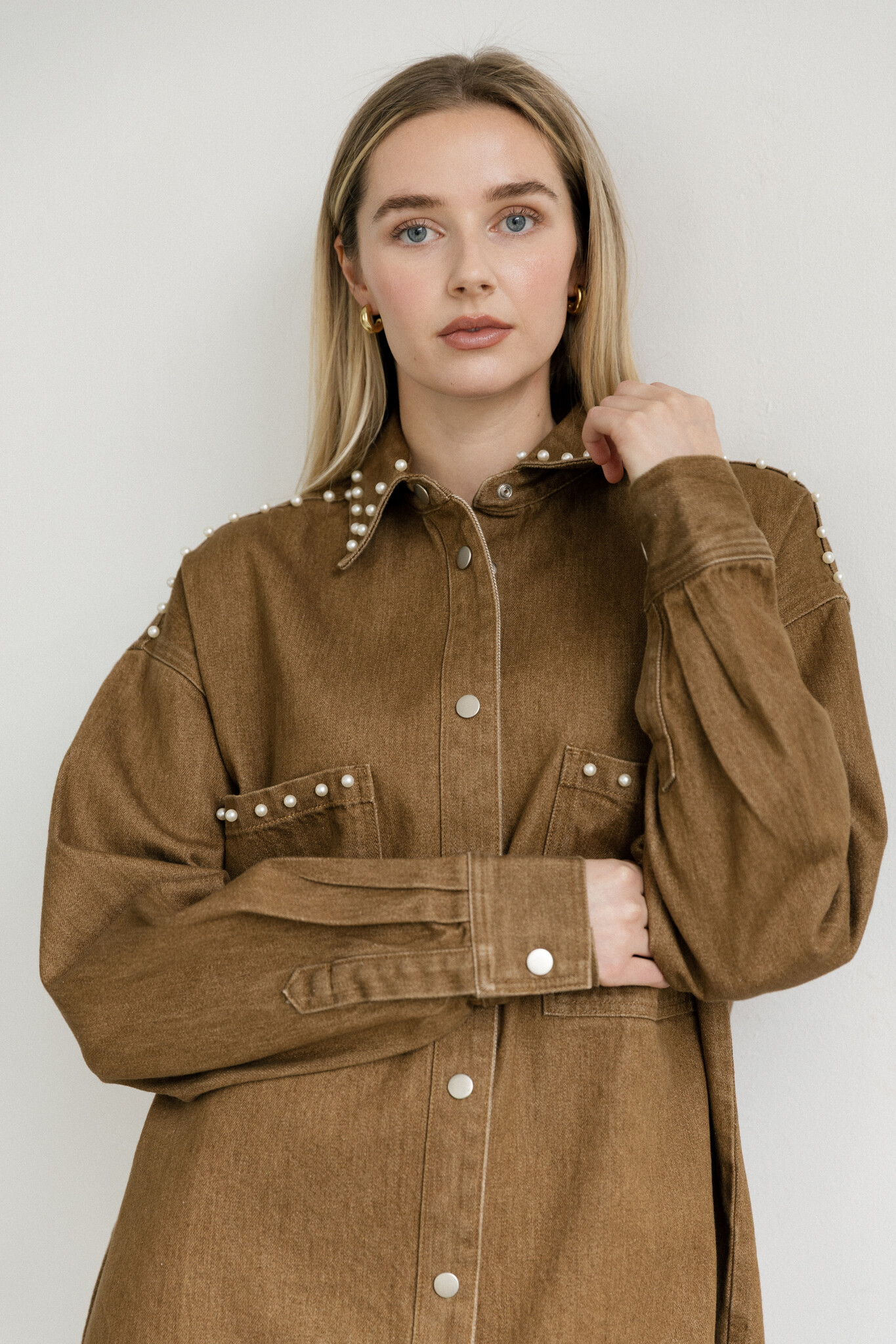 Brunette The Label Shania Denim Studded Jacket