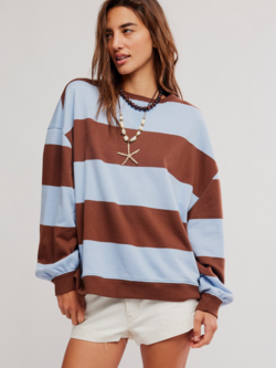 Free People Classic Striped Oversized Crewneck
