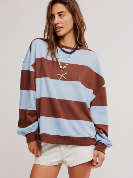 Free People Classic Striped Oversized Crewneck