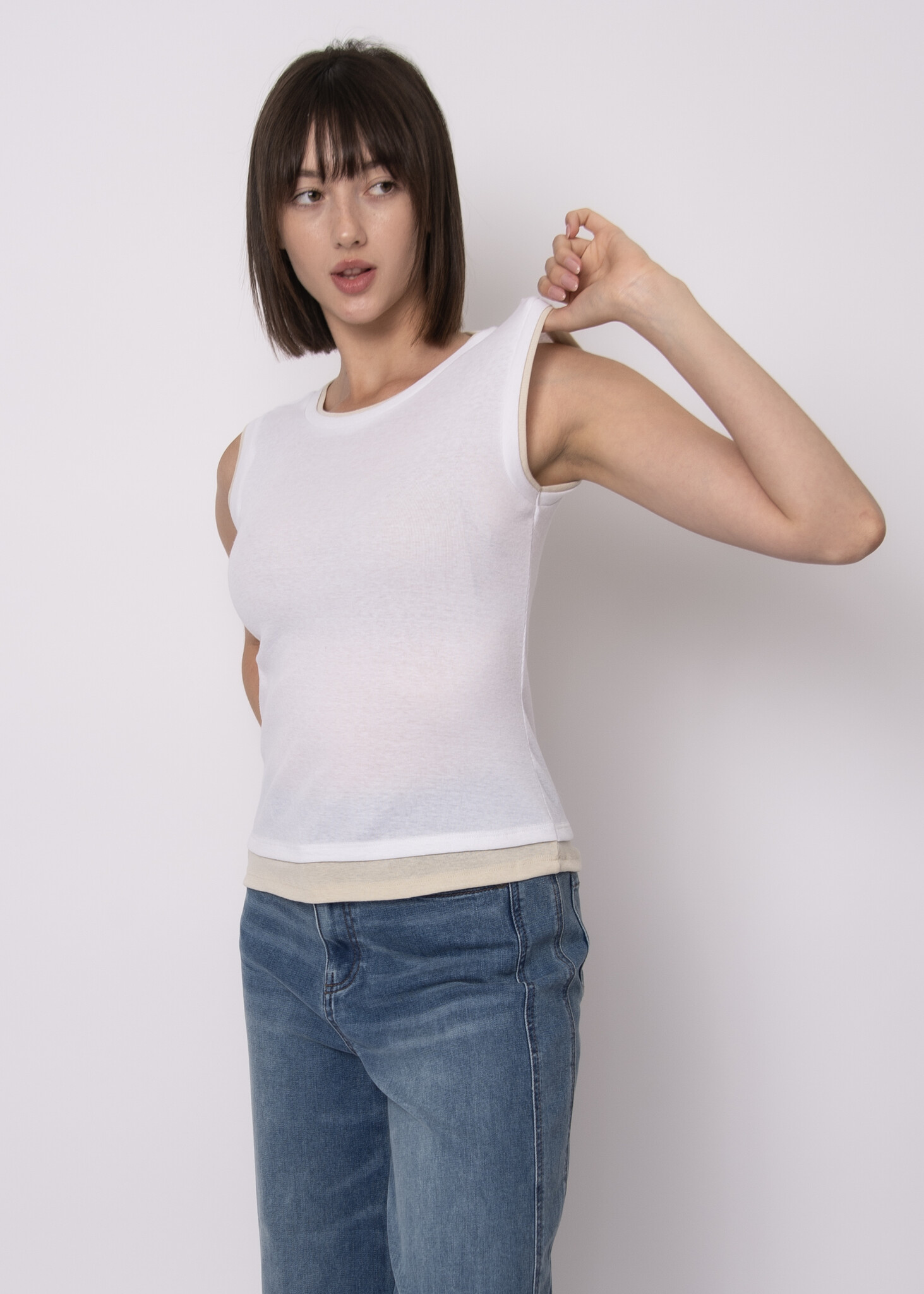 RD Style Layla Faux Double Layer Crew