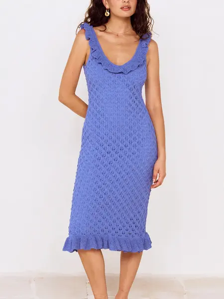 MinkPink Arlo Pointelle Midi Dress