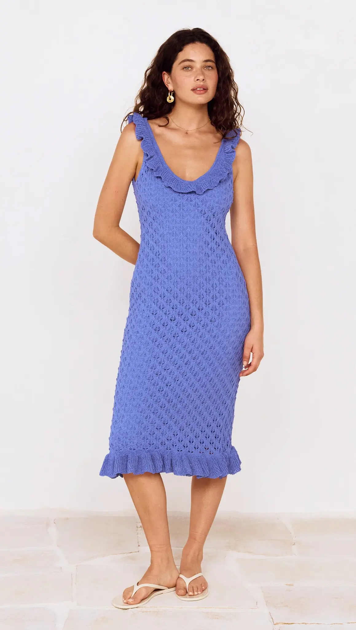 MinkPink Arlo Pointelle Midi Dress