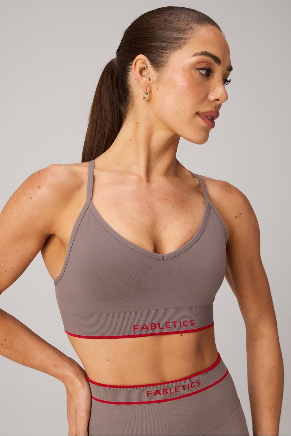 Fabletics Seamless V-Neck Push-Up Low Impact Bra