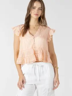 Dex Lace Trim Soft Peplum Blouse