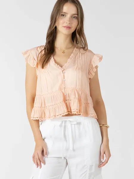 Dex Lace Trim Soft Peplum Blouse