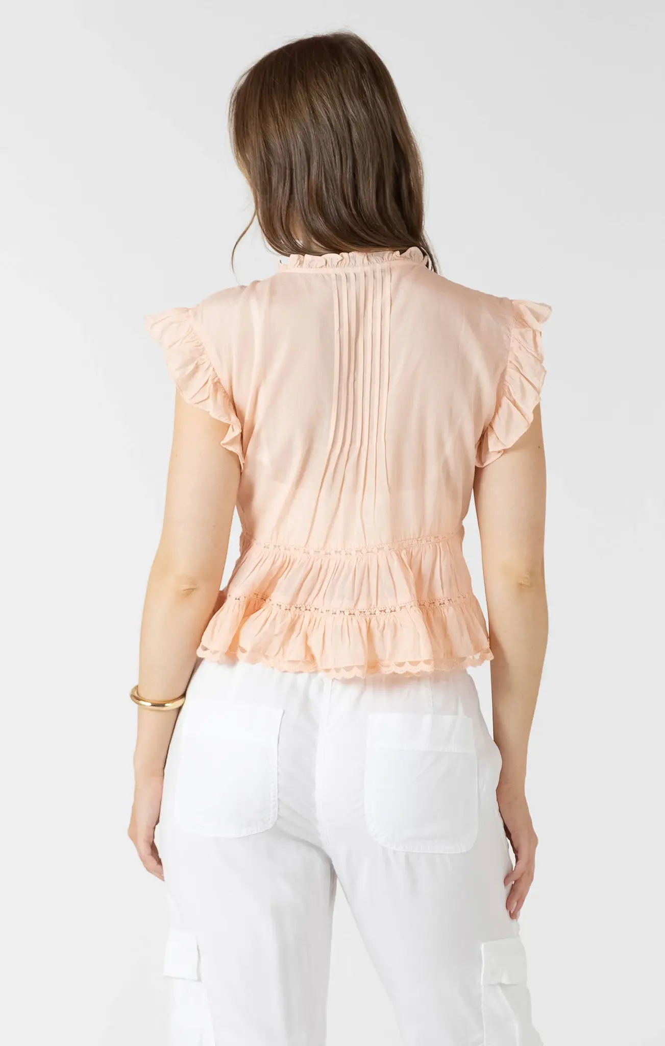 Dex Lace Trim Soft Peplum Blouse
