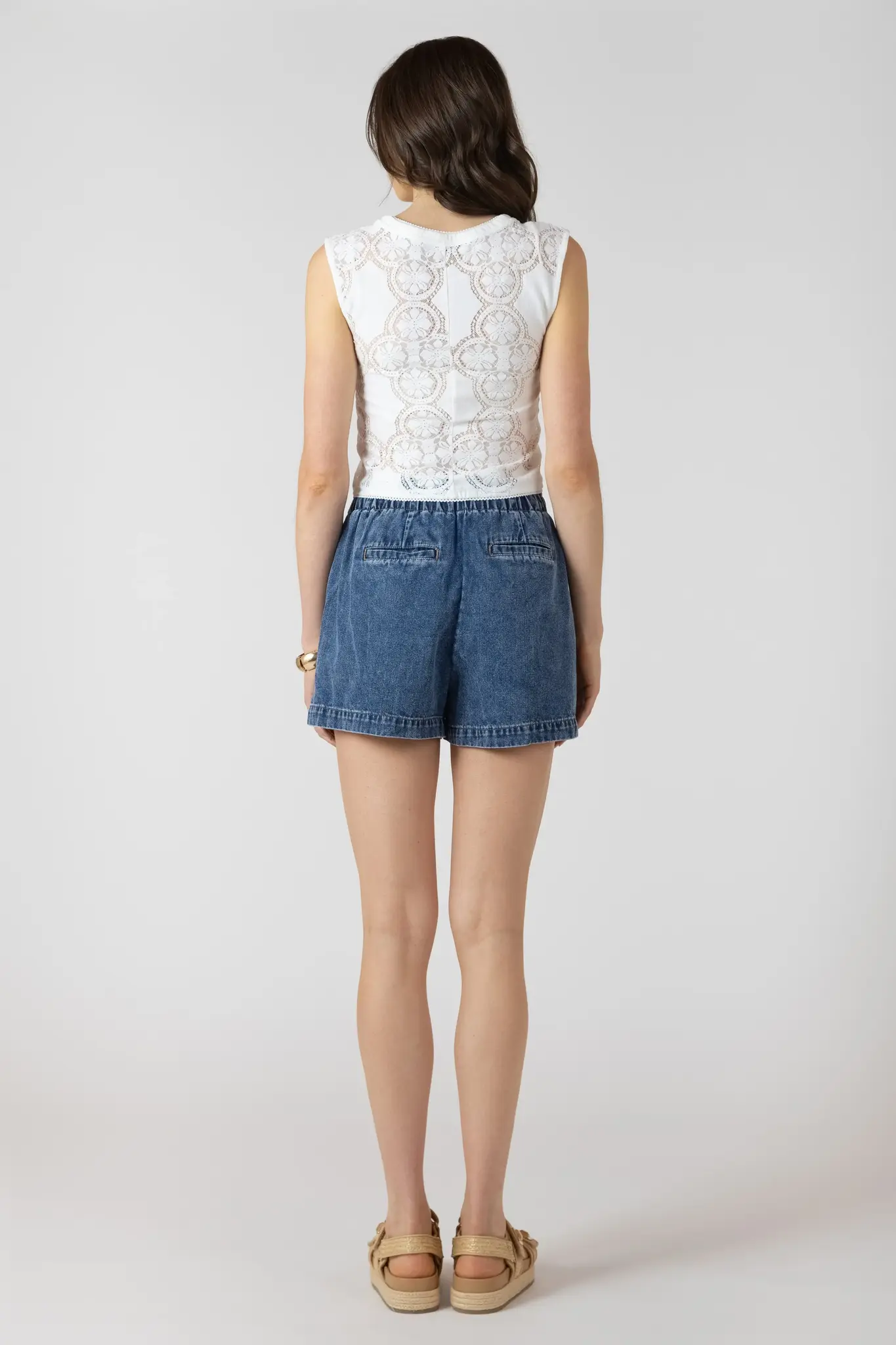 Dex Lace Cutout Button Front Tank