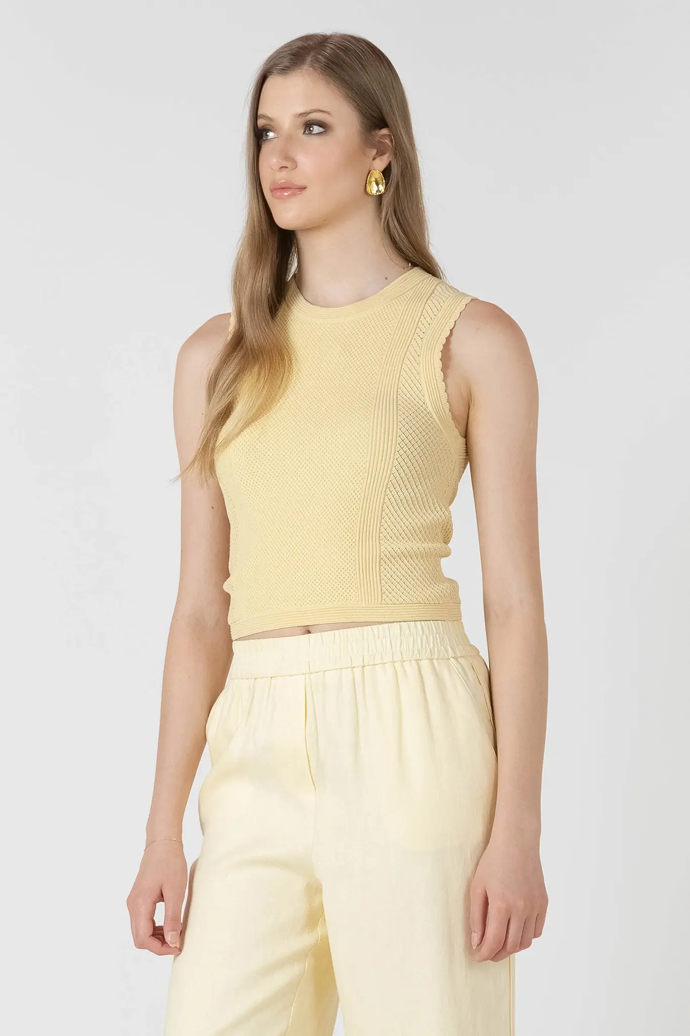 Dex Scalloped Pointelle Sweater Top