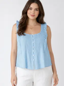 Dex Pintuck Ruffle Detail Tank
