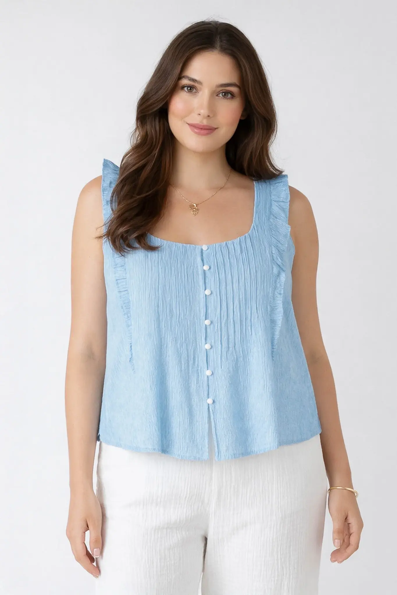 Dex Pintuck Ruffle Detail Tank