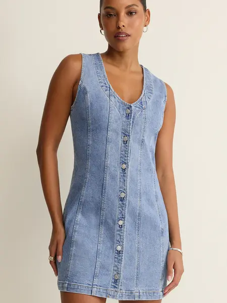 Z Supply Jolie Denim Seamed Mini Dress