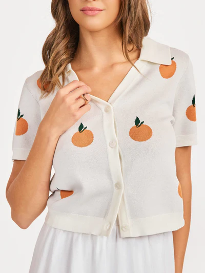 Sadie and Sage Citron Embroidered Orange Knit Shirt
