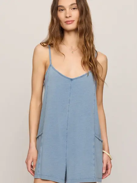 Z Supply Go Easy Jersey Denim Romper