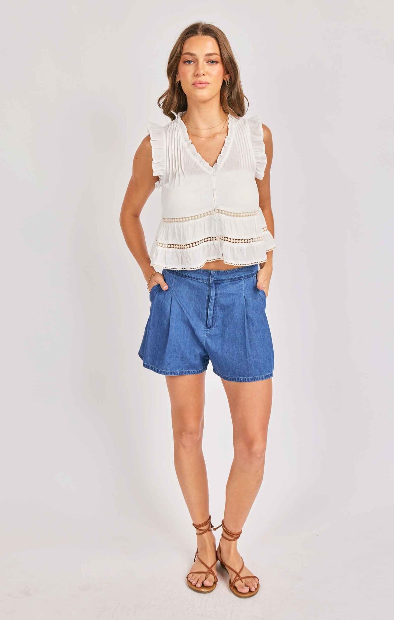 Sadie and Sage Rosabelle Ruffle Ivory Top