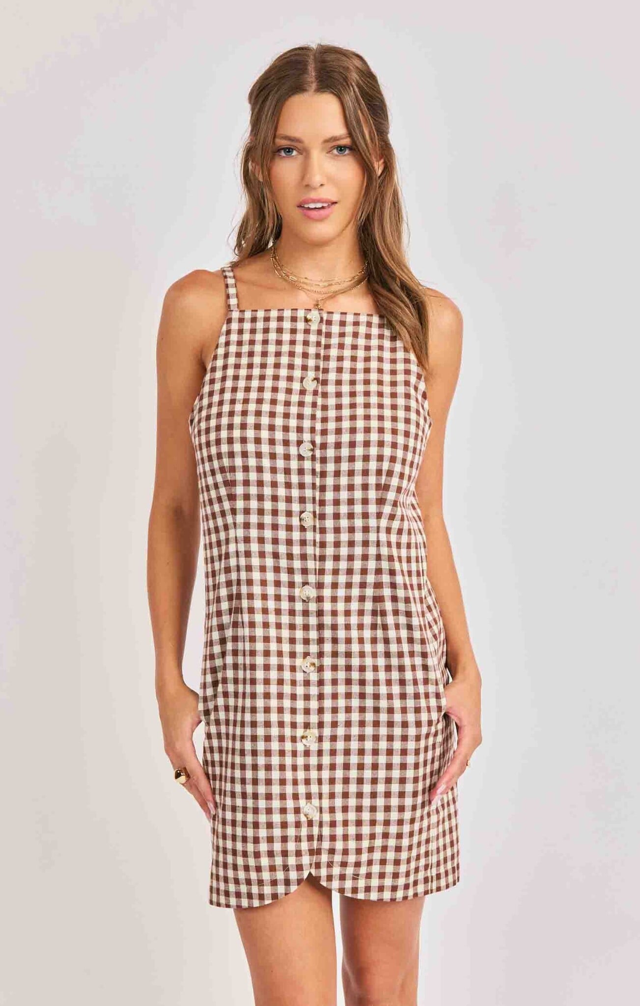 Sadie and Sage Mustang Gingham Buttoned Mini Dress