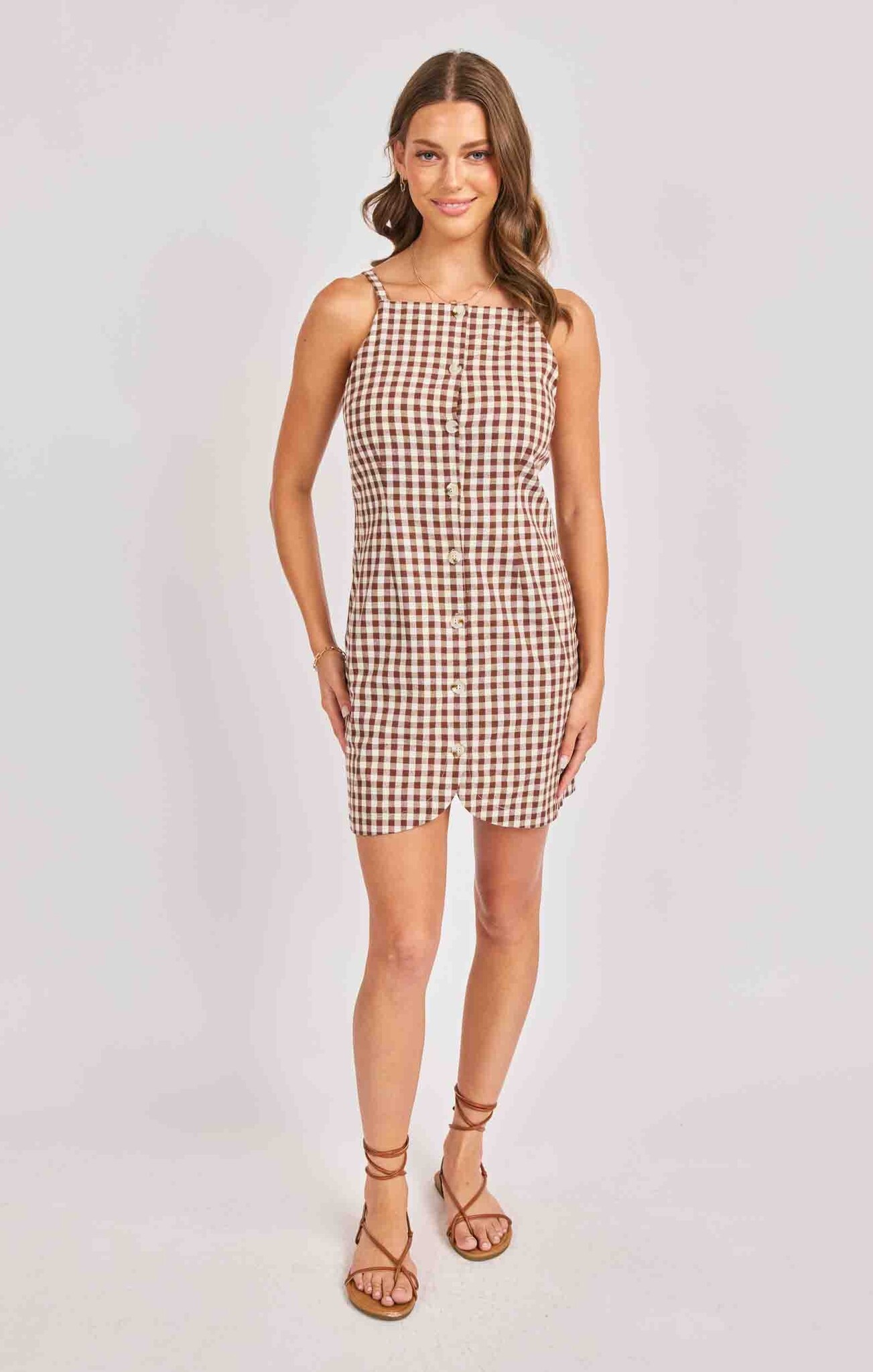 Sadie and Sage Mustang Gingham Buttoned Mini Dress