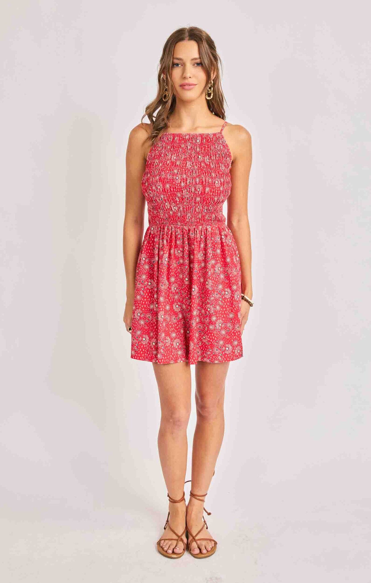 Sadie and Sage Firecracker Shirred Mini Dress