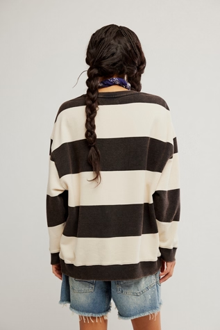 Free People Classic Striped Oversized Crewneck