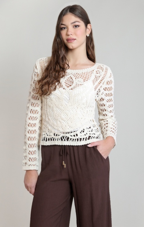 Dex Button Back Crochet Top