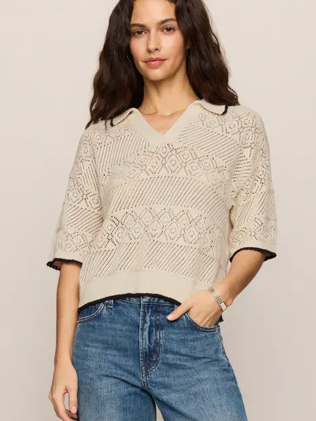 Z Supply Denman Crochet Polo Sweater