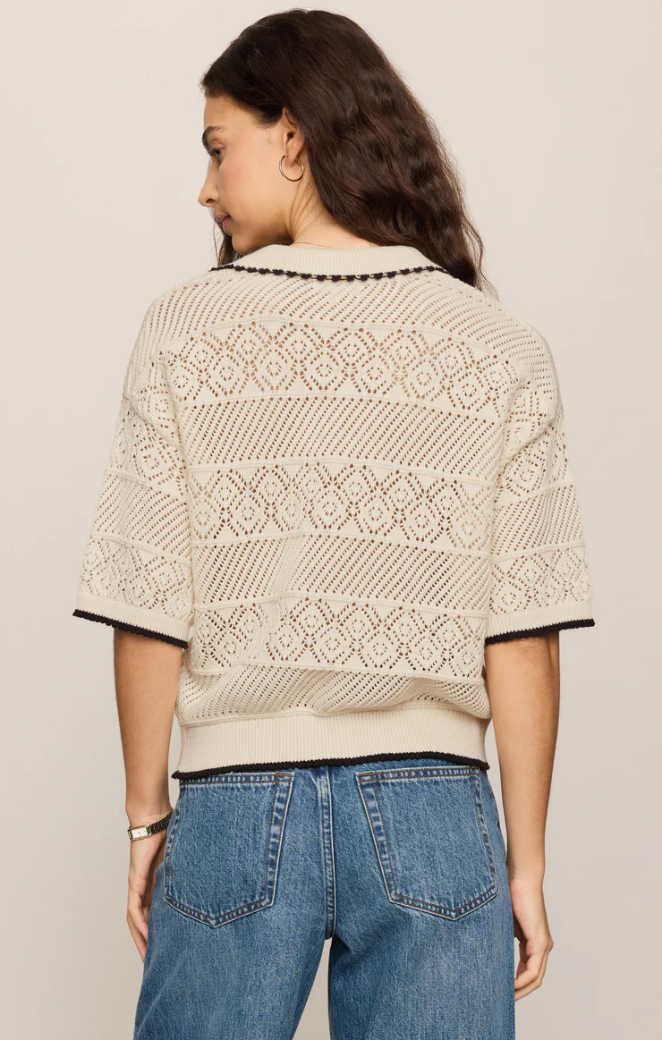 Z Supply Denman Crochet Polo Sweater