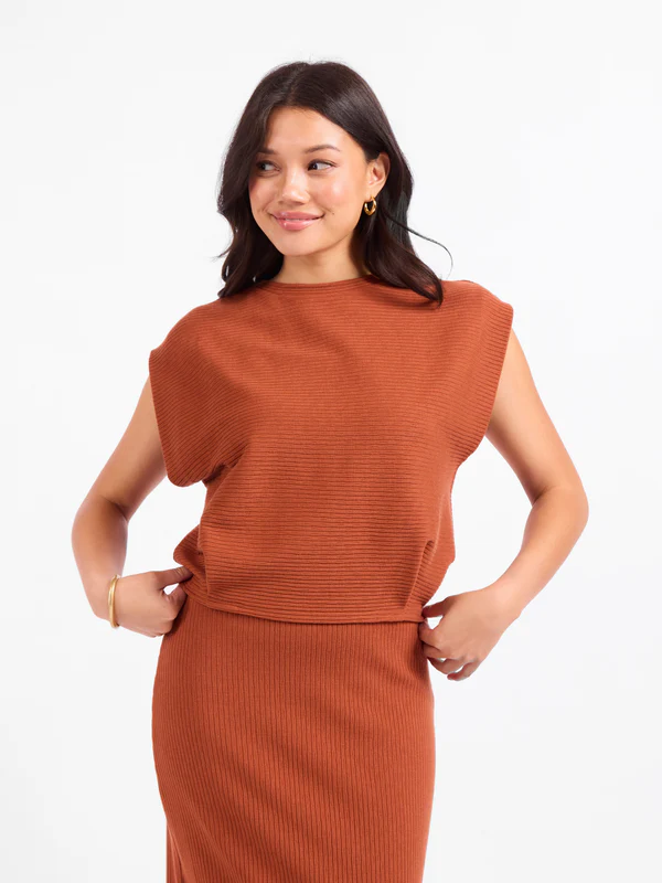 Sadie and Sage Soft Cedar Tapered Knit Top
