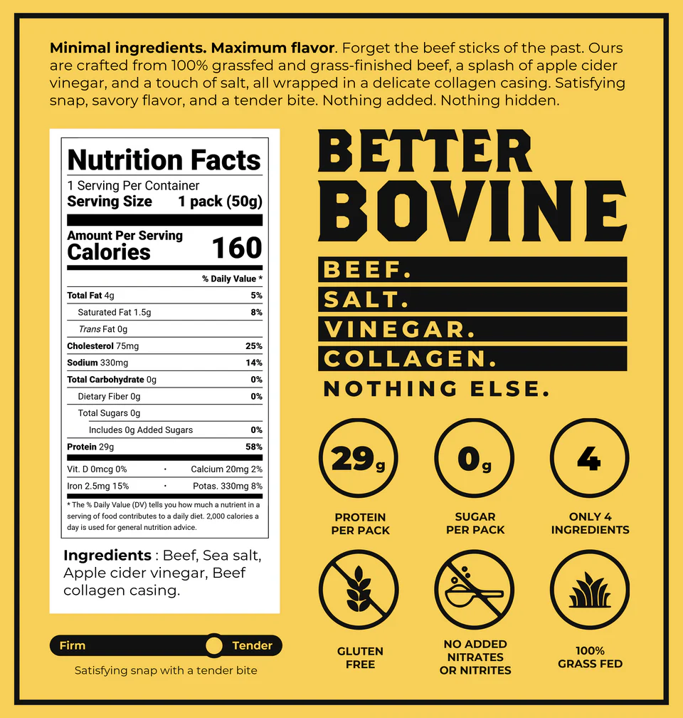 Better Bovine Grassfed Beef Sticks