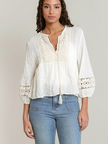 Dex Crochet Trim Blouse