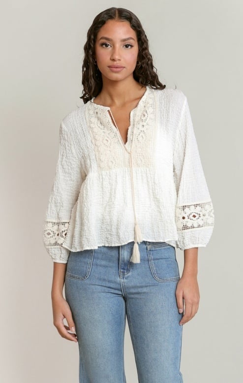Dex Crochet Trim Blouse